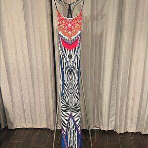 Colorful Maxi Dress with‎ vibrant  Print excellent condition.